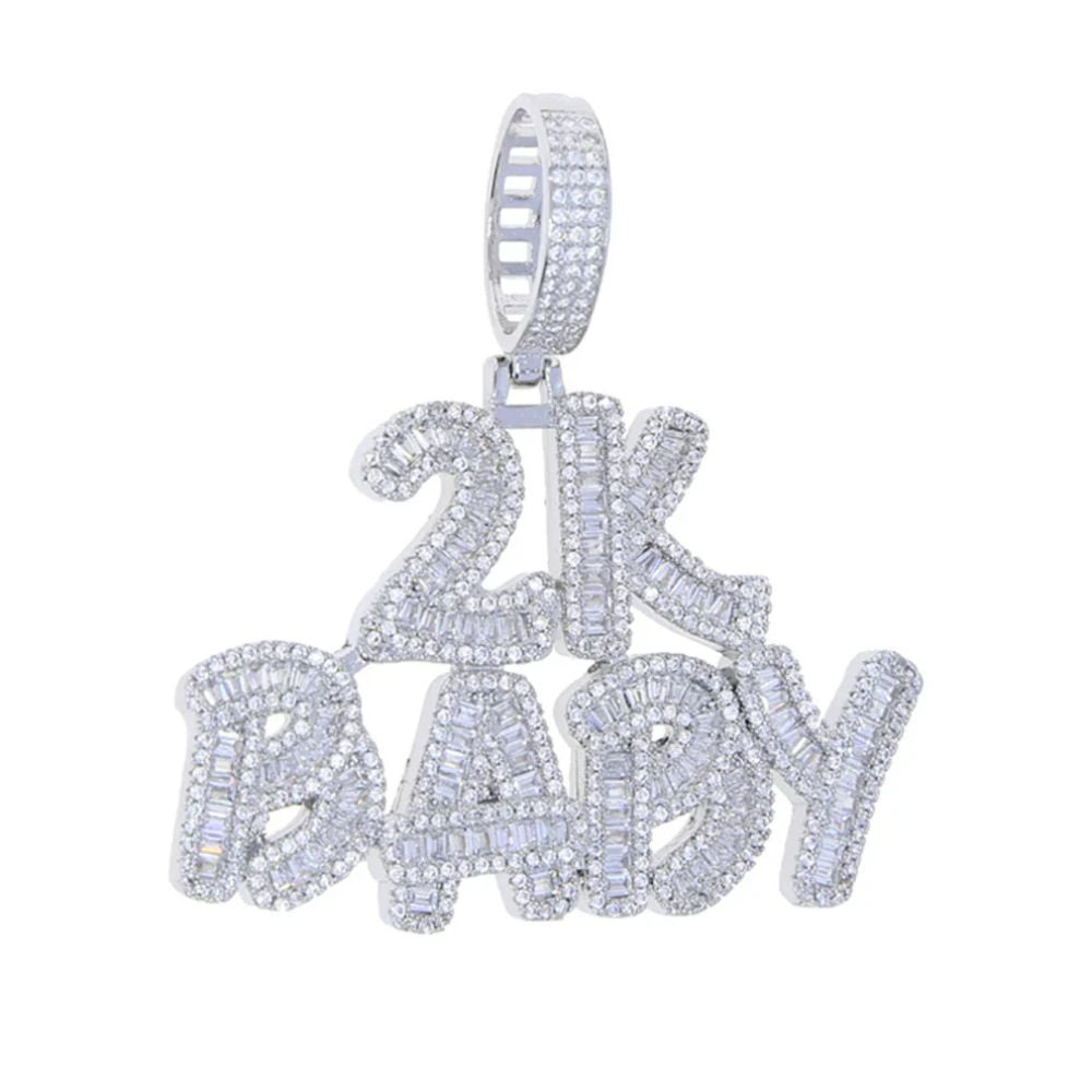 Baguette Cut Moissanite 2K Baby Hip Hop Pendant