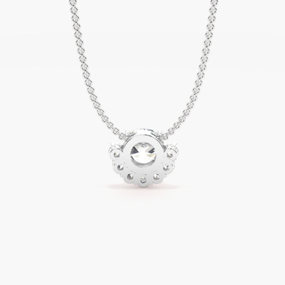 Round Cut Moissanite Half Halo Pendant