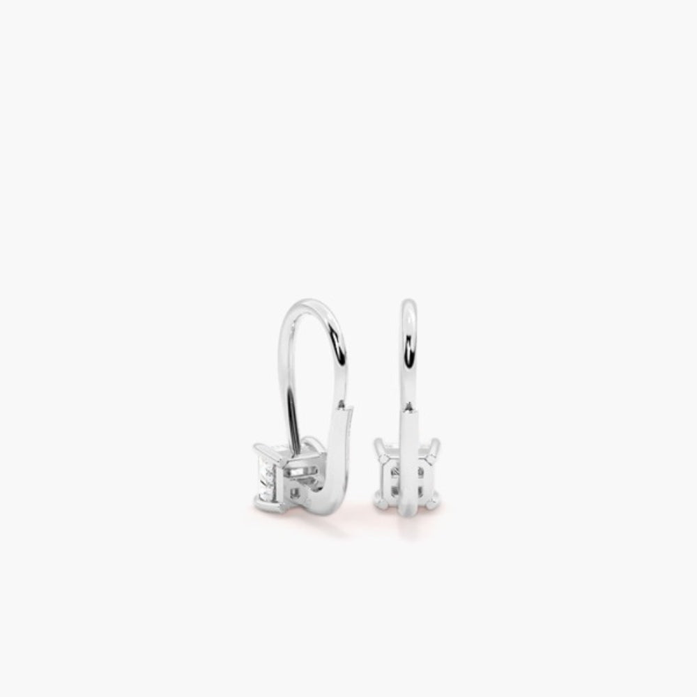 Princess Cut Cololess  Moissanite Hoop Earring