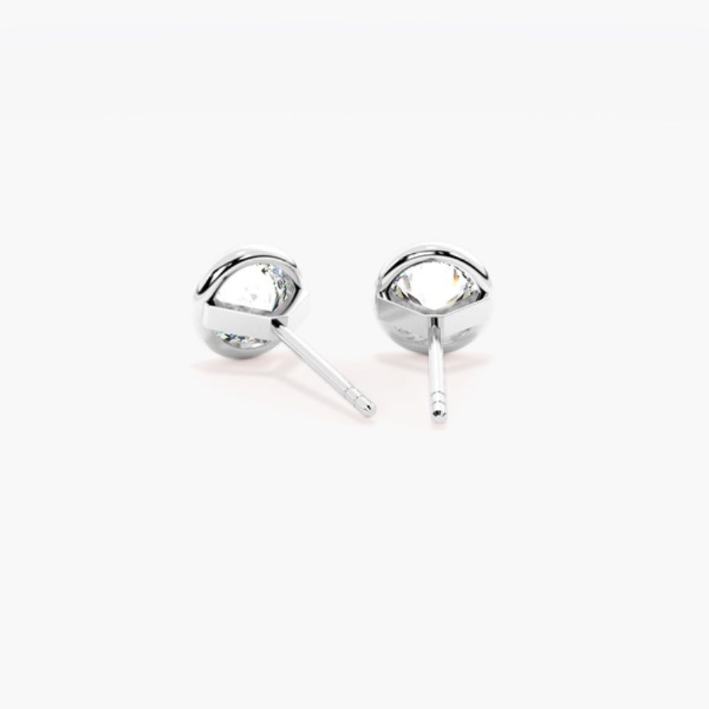 Round Cut Moissanite Bezel Set Women Earring