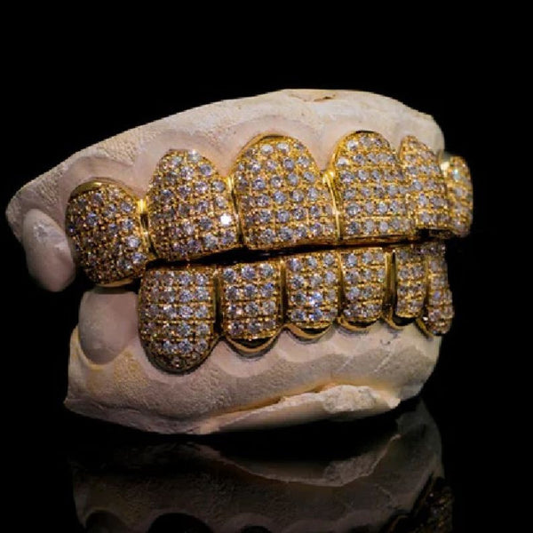 Iced Out VVS1 Moissanite 6 On 6 Grillz For Men's