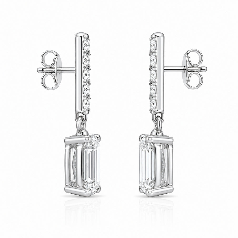 Colorless Moissanite Emerald Cut Women's Drop Earrings