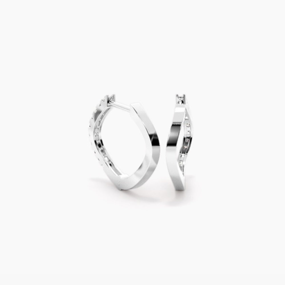 Round Cut Pave Set Moissanite Lever Back Hoop Earrings