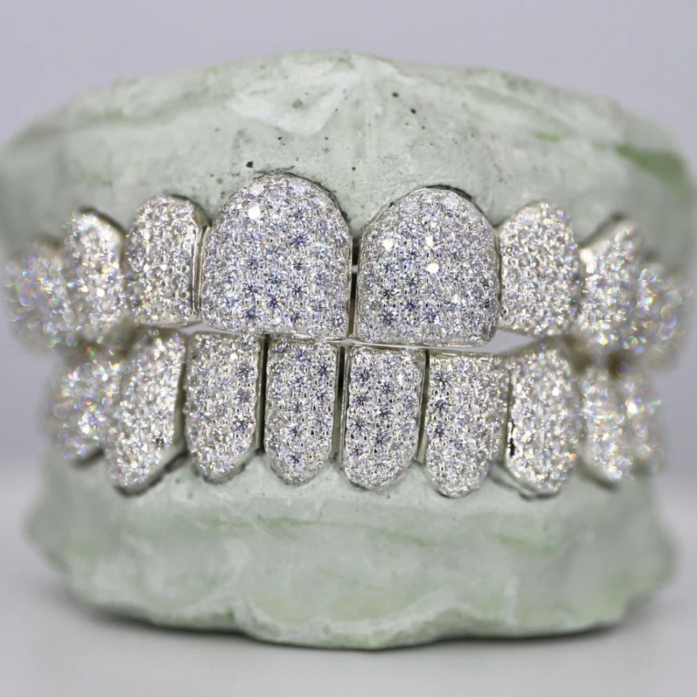 Colorless Moissanite Iced Out Grillz For Him