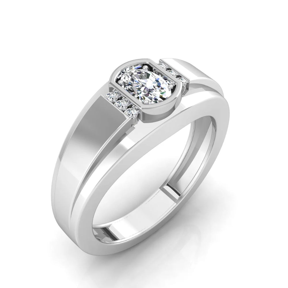 Oval Cut Lab Grown Diamond Channel Set Engagement Ring
