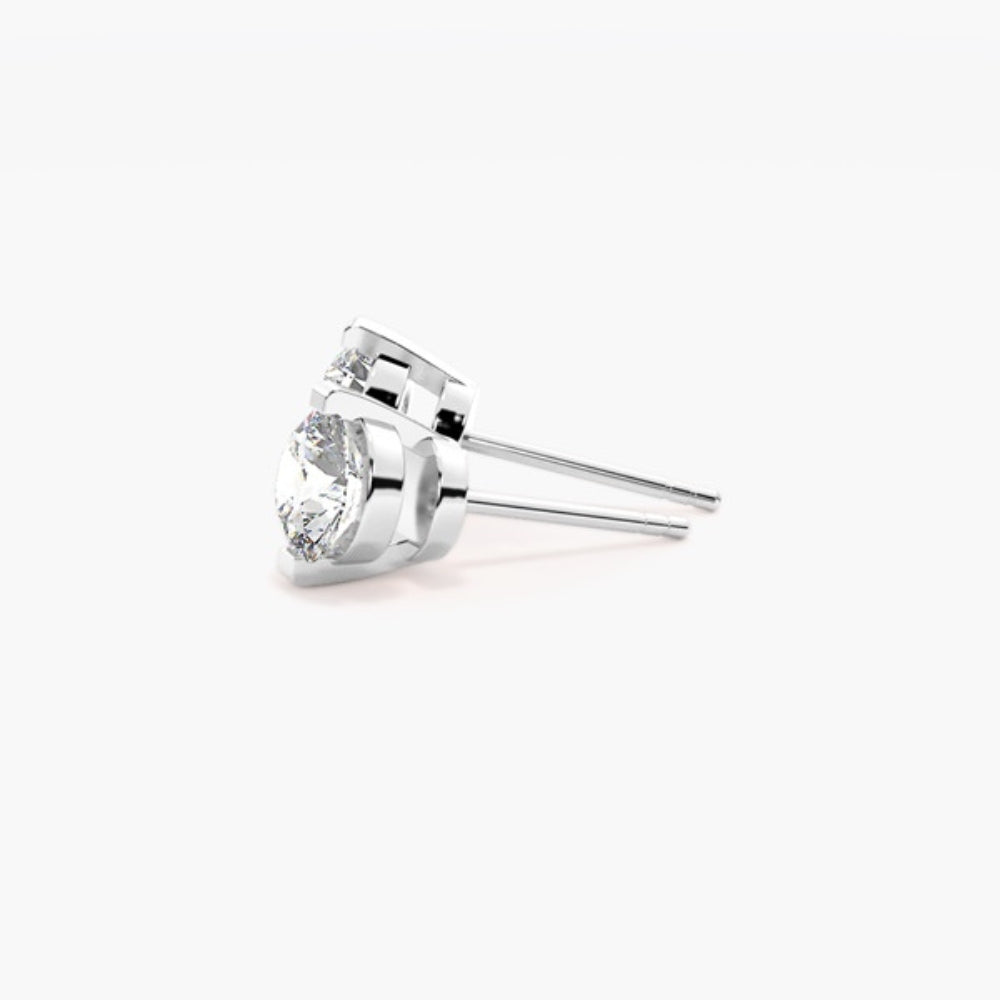 Moissanite Round Cut Solitaire Stud Earring For Women