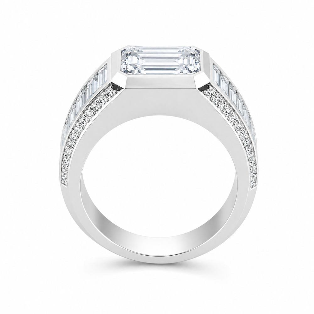 Emerald Cut Lab Grown Diamond Classic Men's Engagement Ring