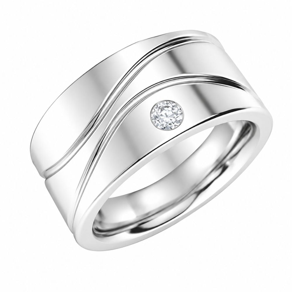 Round Cut Lab Grown Diamond Flush Set Men's Wedding Band