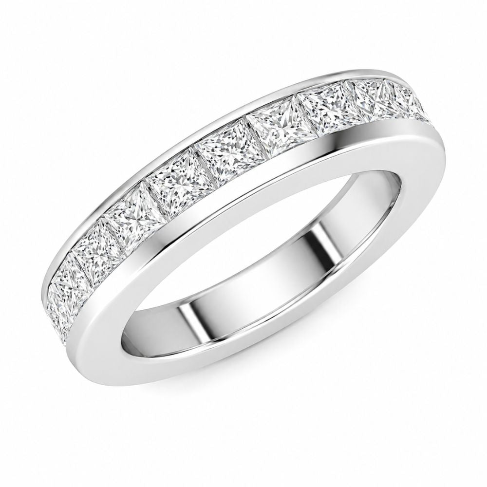 Princess Cut Lab Grown Diamond Channel Set Wedding Band