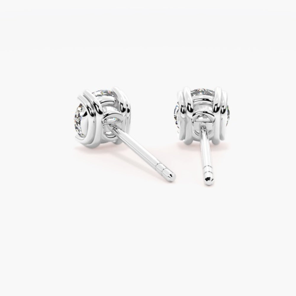 Moissanite Round Cut Double Halo Solitaire Earring