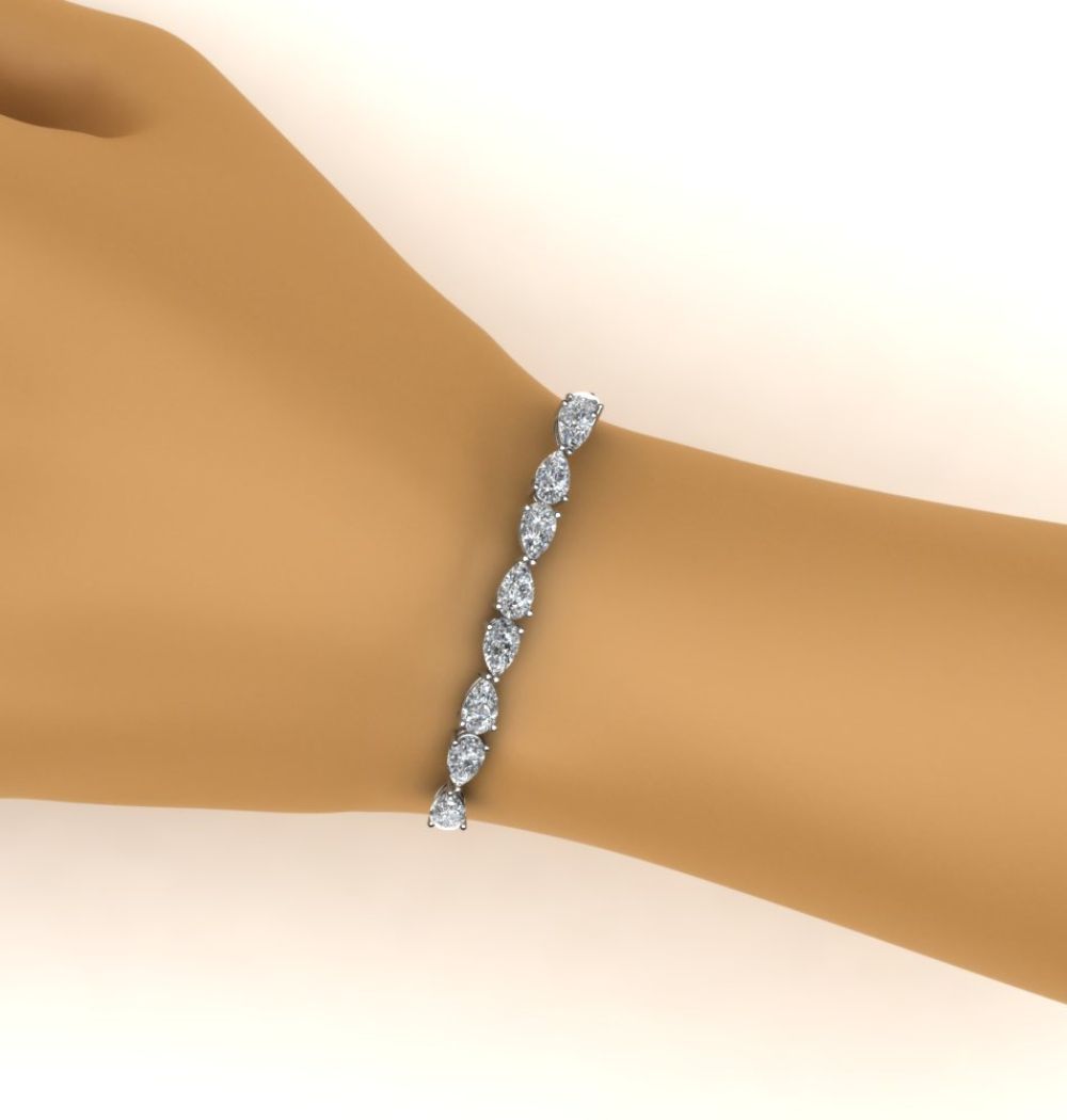 Pear Cut Colorless Moissanite Classic Tennis Bracelet