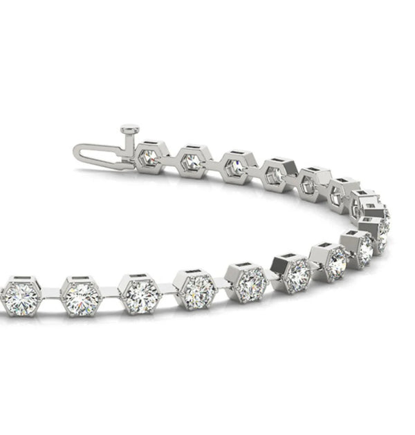 Round Cut Colorless Moissanite Classic Tennis Bracelet