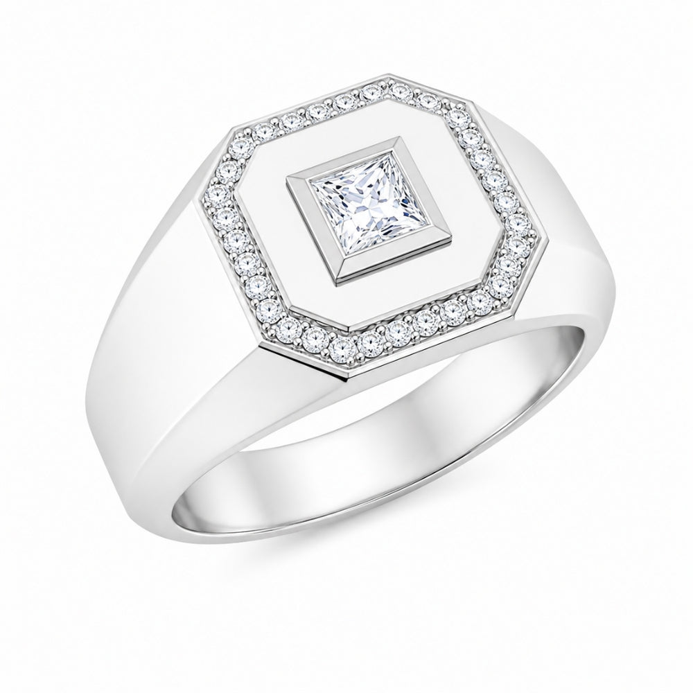Princess Cut Bezel Set Lab Grown Diamond Engagement Ring