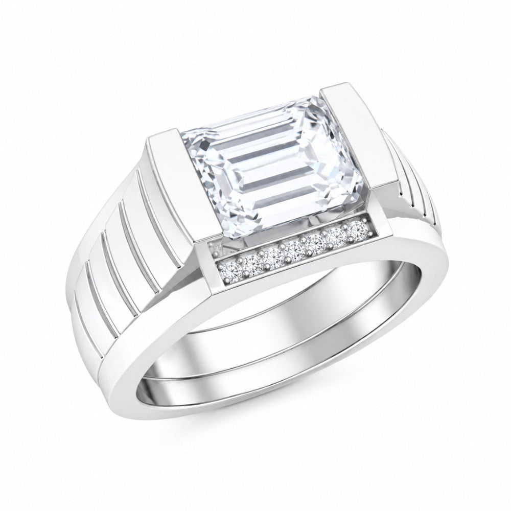 Emerald Cut Lab Grown Diamond Pave Set Engagement Ring