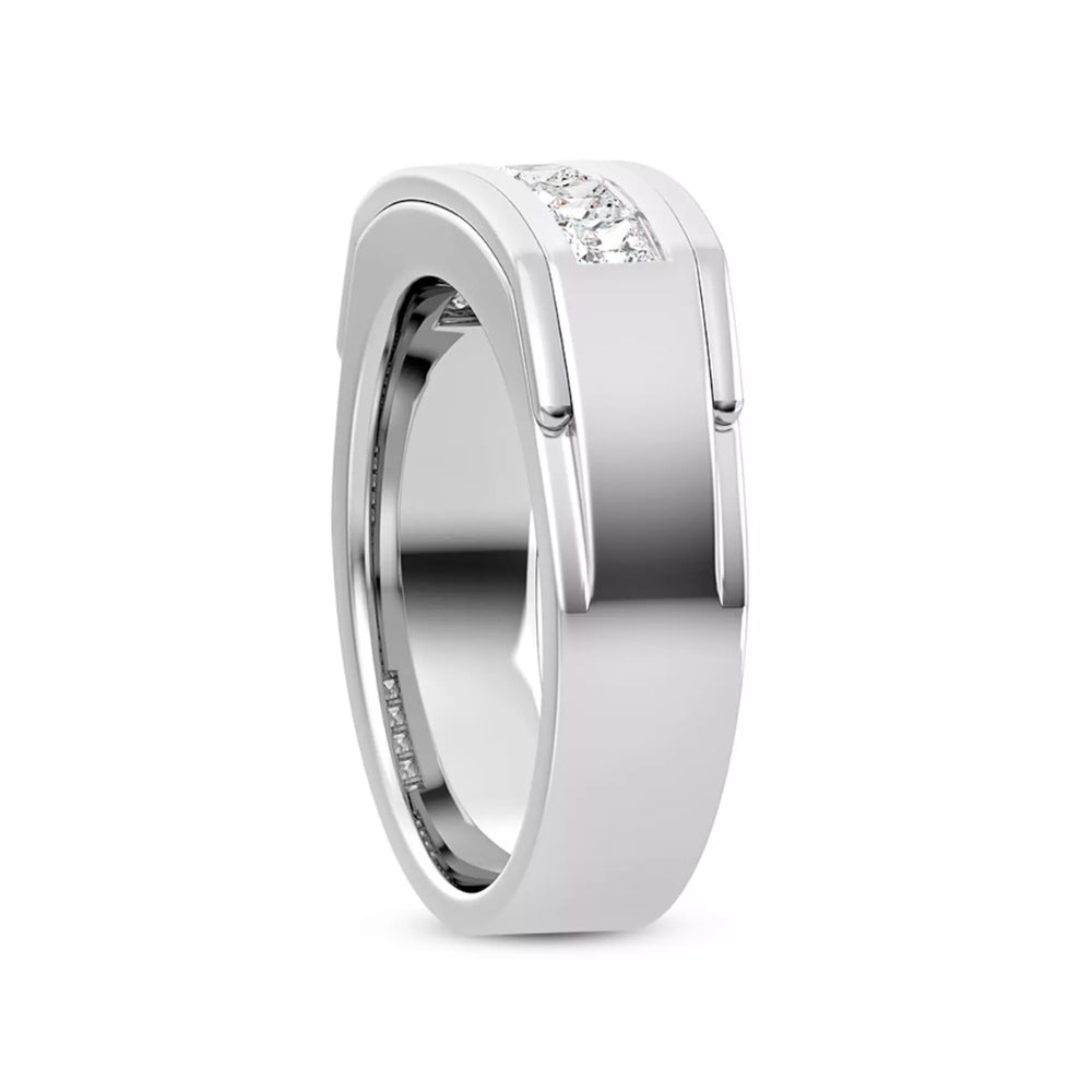 Princess Cut Five Stone Lab Grown Diamond Men's Ring For Birthday Gift