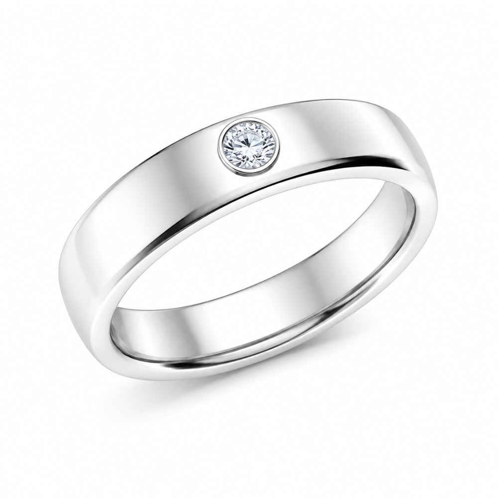 Bezel Set Round Cut Lab Grown Diamond Wedding Band For Men