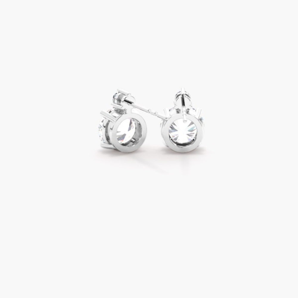 Round Cut Moissanite Two Stone Stud Earring
