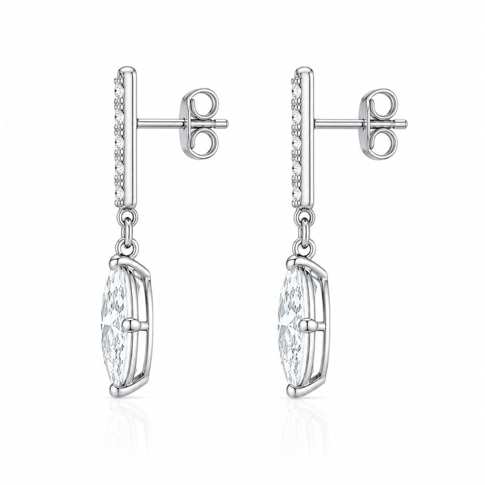Marquise & Round Cut Moissanite Drop Dangle Earring