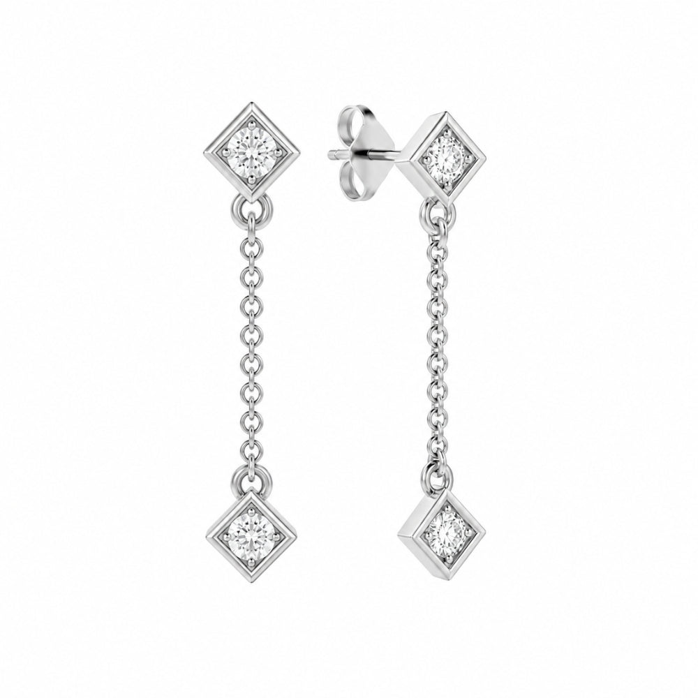 Round Cut Colorless Moissanite Drop Dangle Earrings