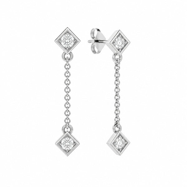 Round Cut Colorless Moissanite Drop Dangle Earrings