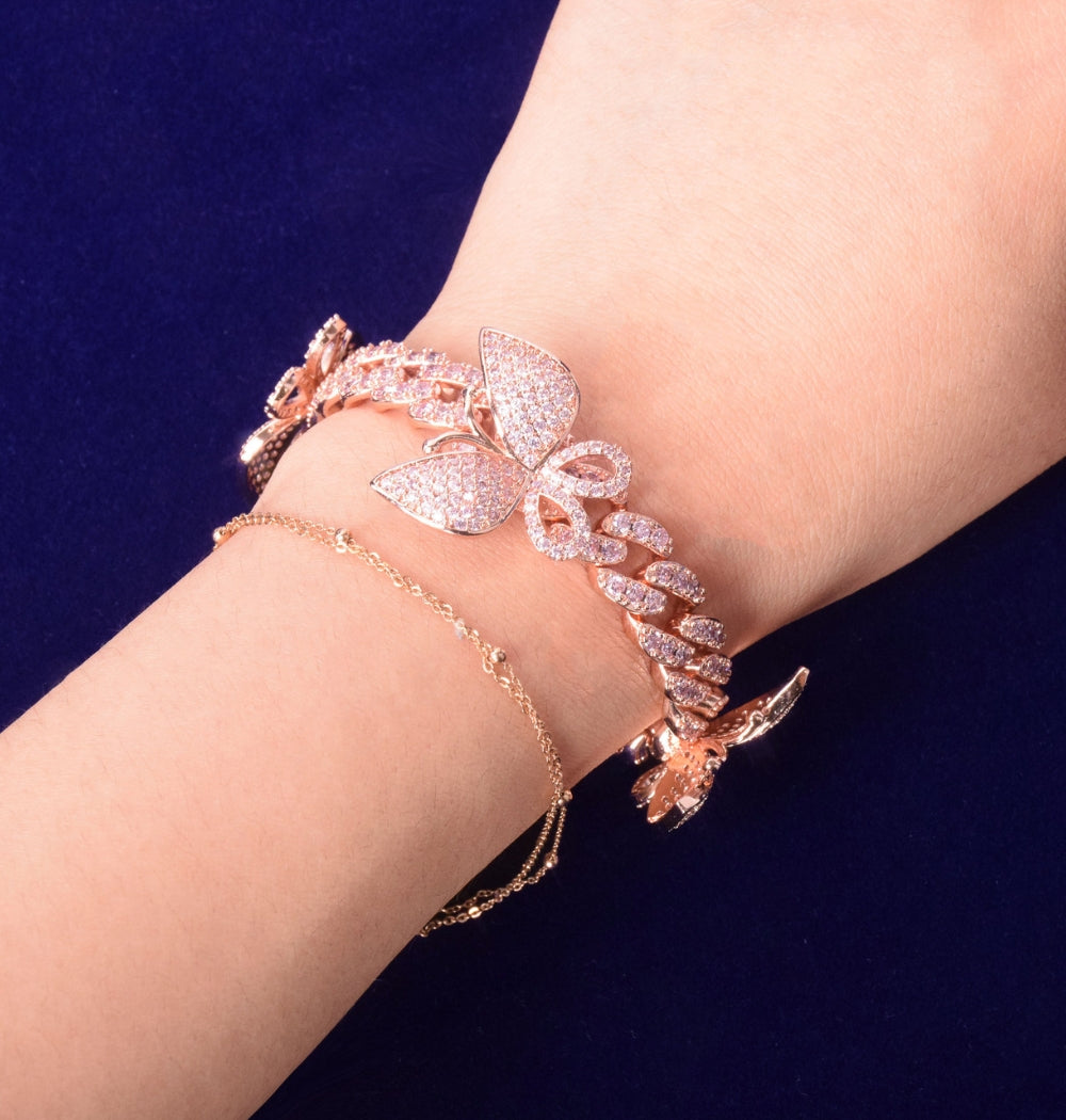 Iced Out Butterfly Cuban Link Men's Hip Hop Bracelet