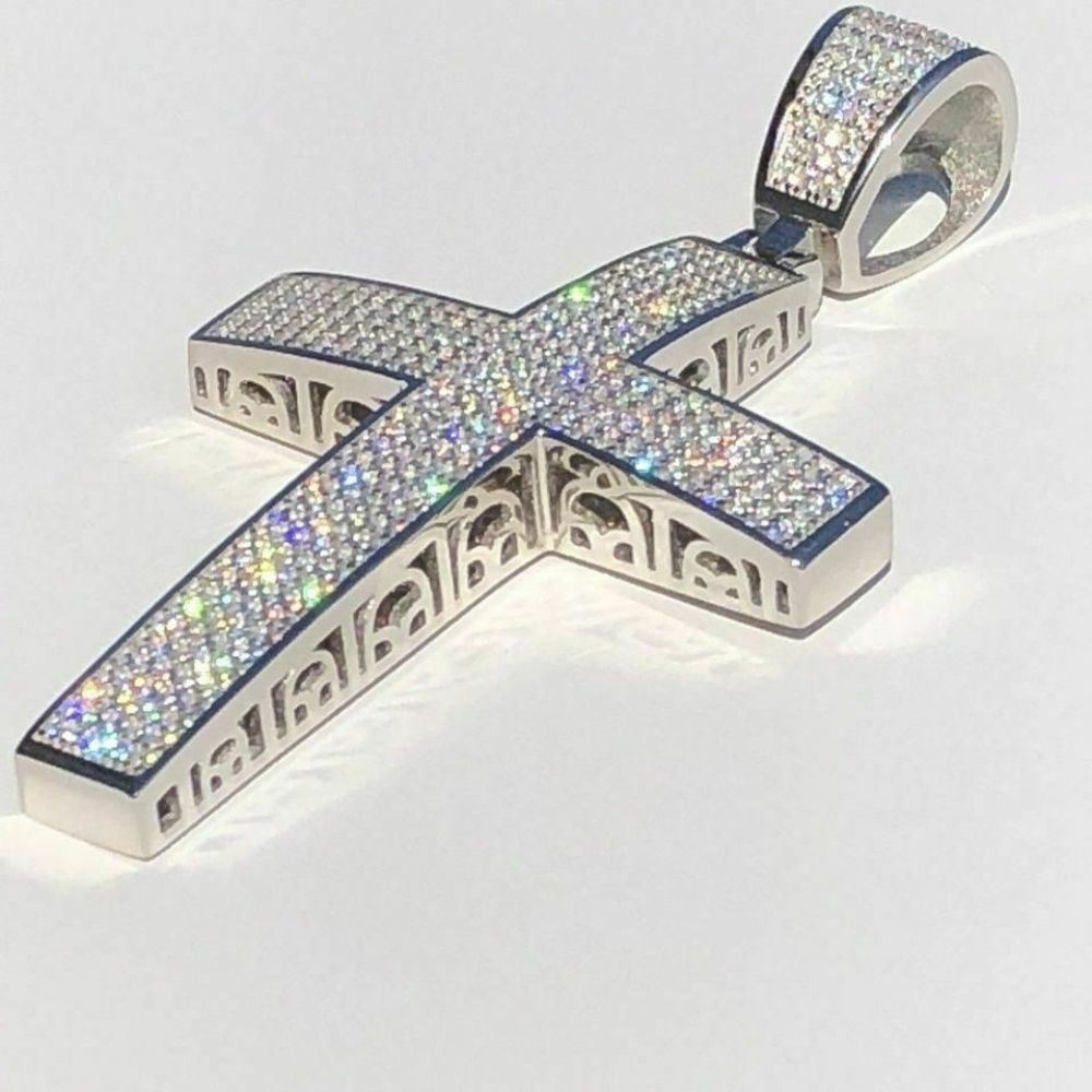 Moissanite Diamond Iced Out Unisex Cross Pendant