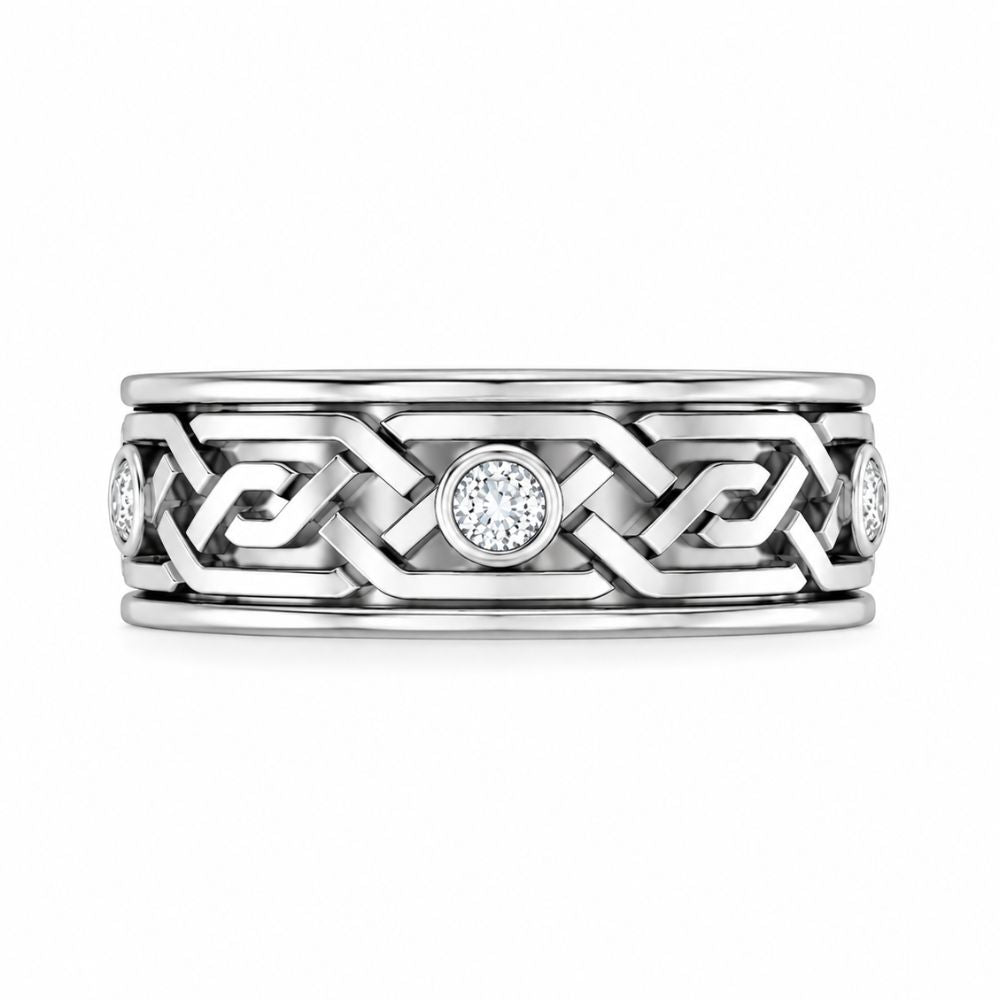 Lab Grown Diamond Round Cut Bezel Set Men's Band