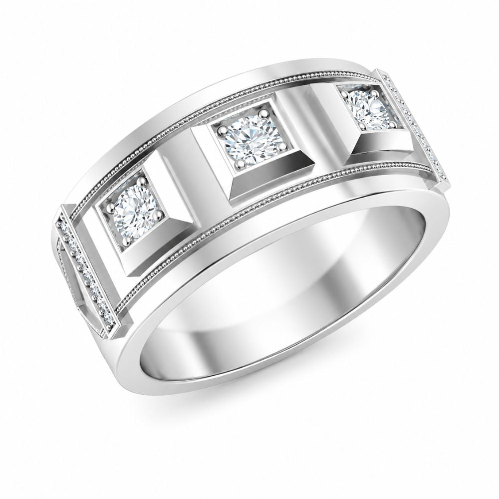 Round Cut Lab Grown Diamond Classic Wedding Band