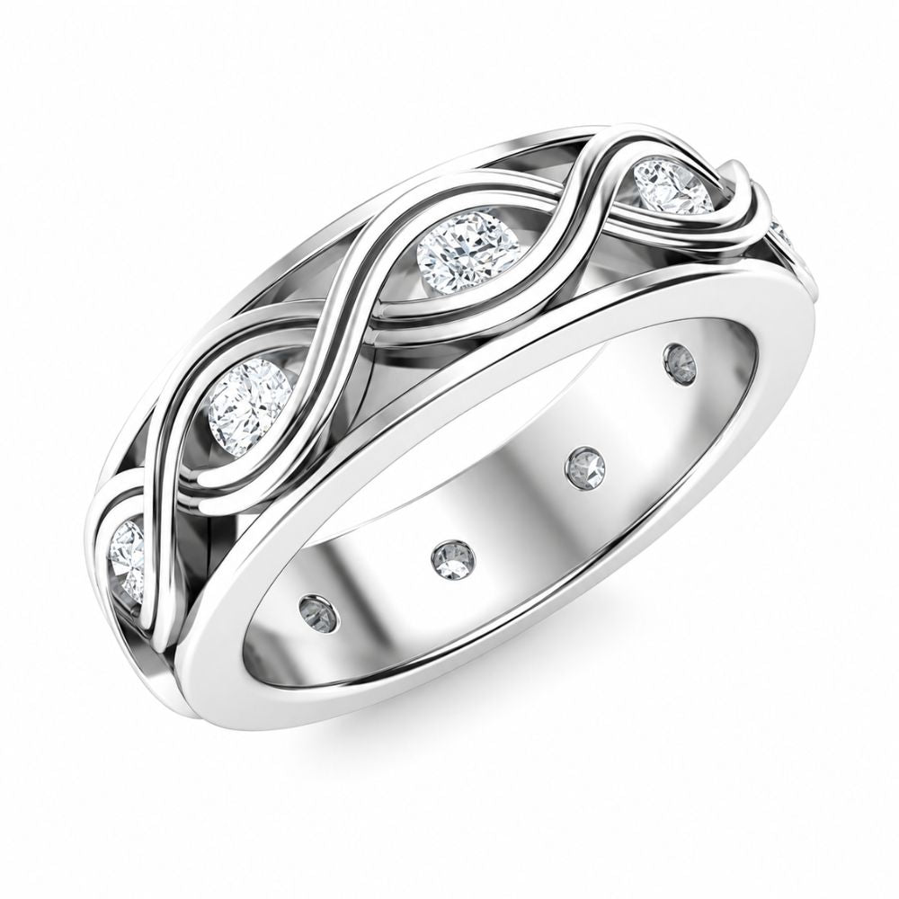 Lab Grown Diamond Round Cut Bezel Set Promise Band