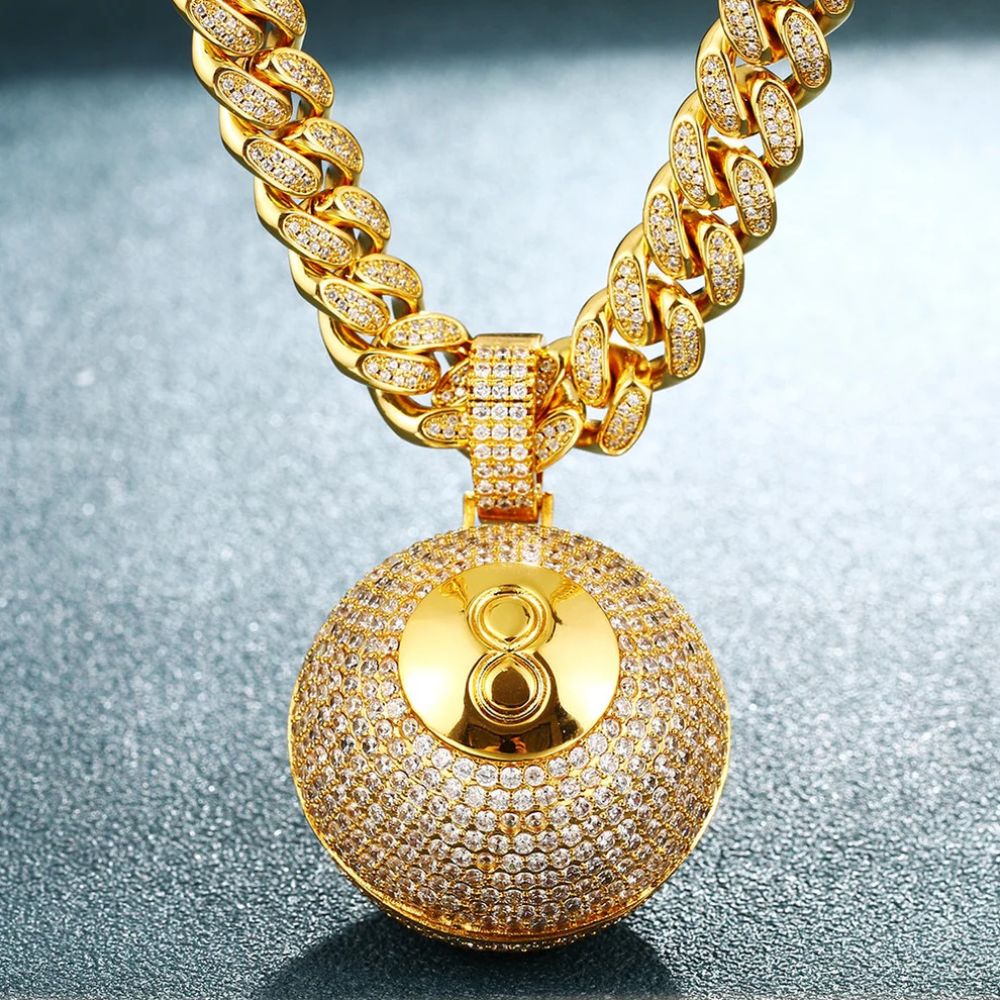 Iced Out Moissanite 8 Ball Hip Hop Pendant