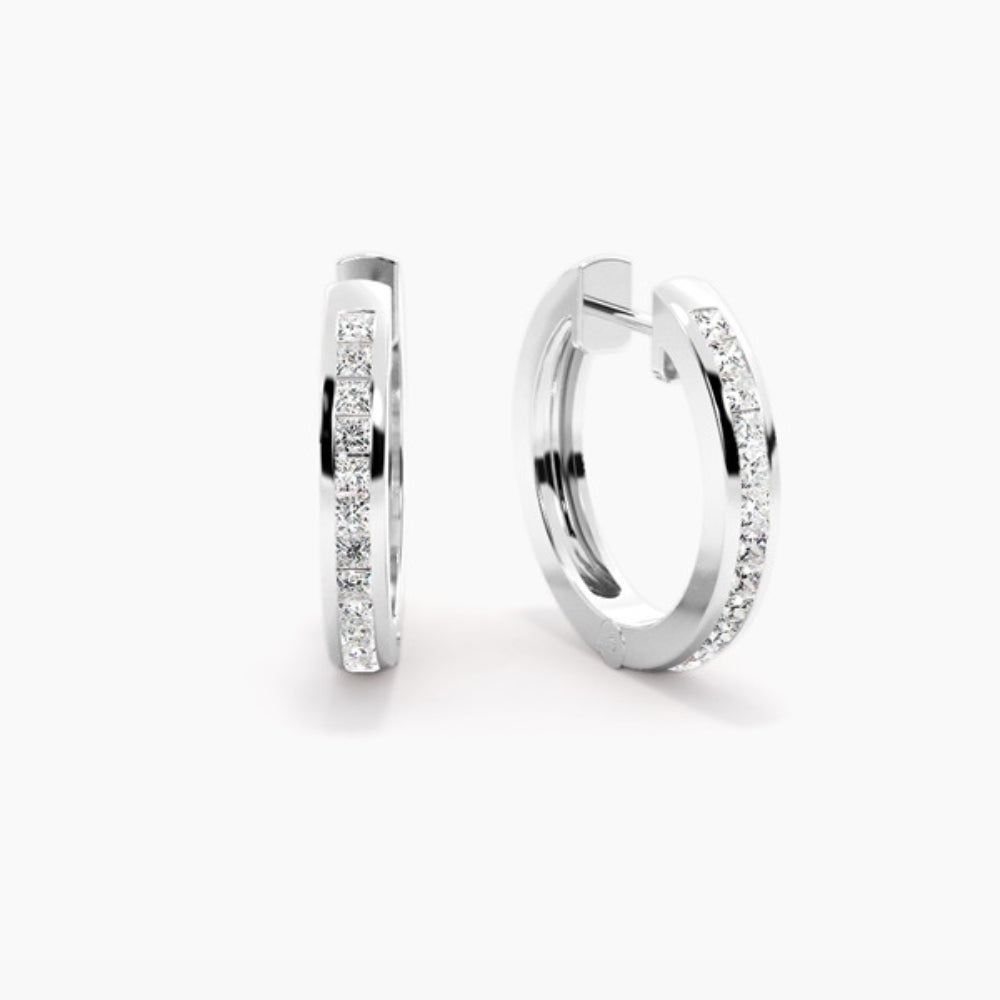 Princess Cut Moissanite Classic Hoop Earring For women