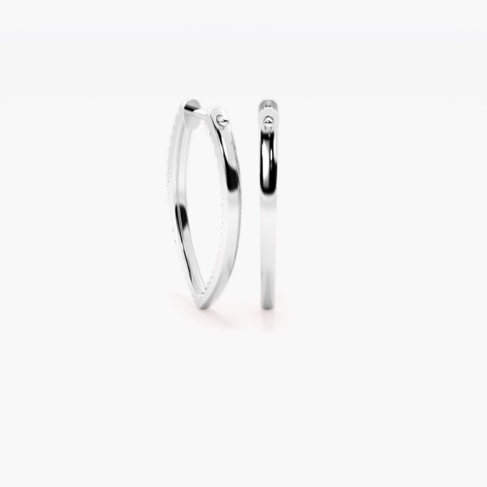 VVS1 Moissanite Round Cut Pave Set Hoop Earrings