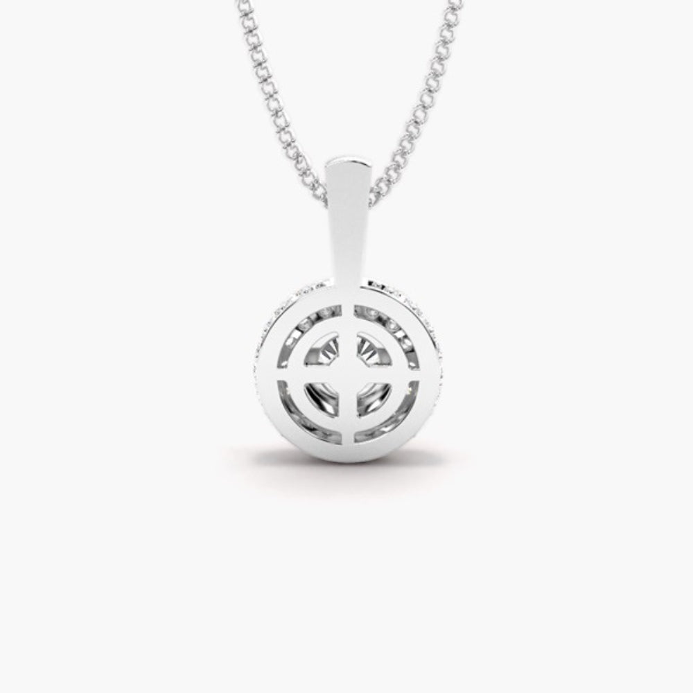 Round Cut Moissanite Hidden Halo Pendant