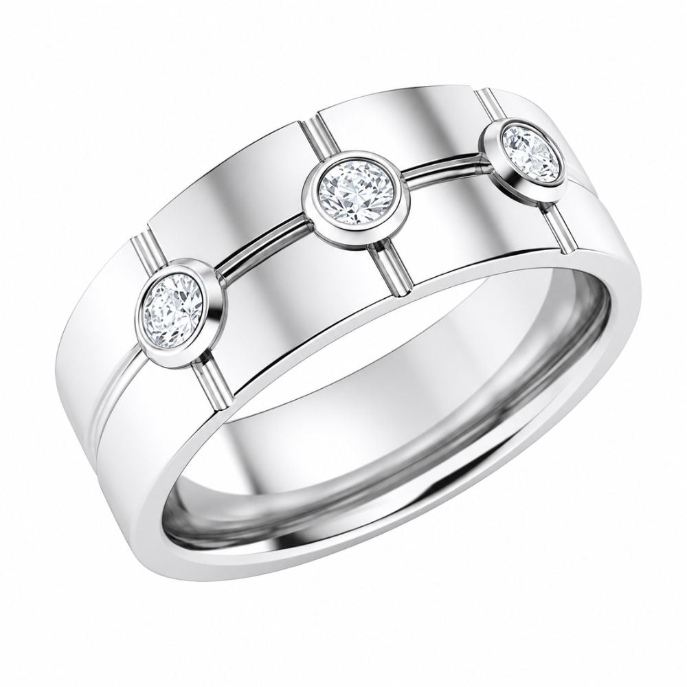 Round Cut Bezel Set Lab Grown Diamond Promise Band