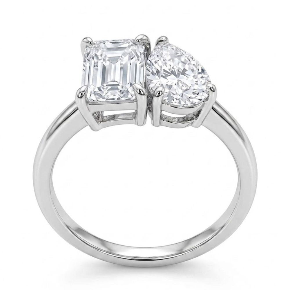 Toi et Moi Pear & Radiant Cut Lab Grown Diamond Engagement Ring