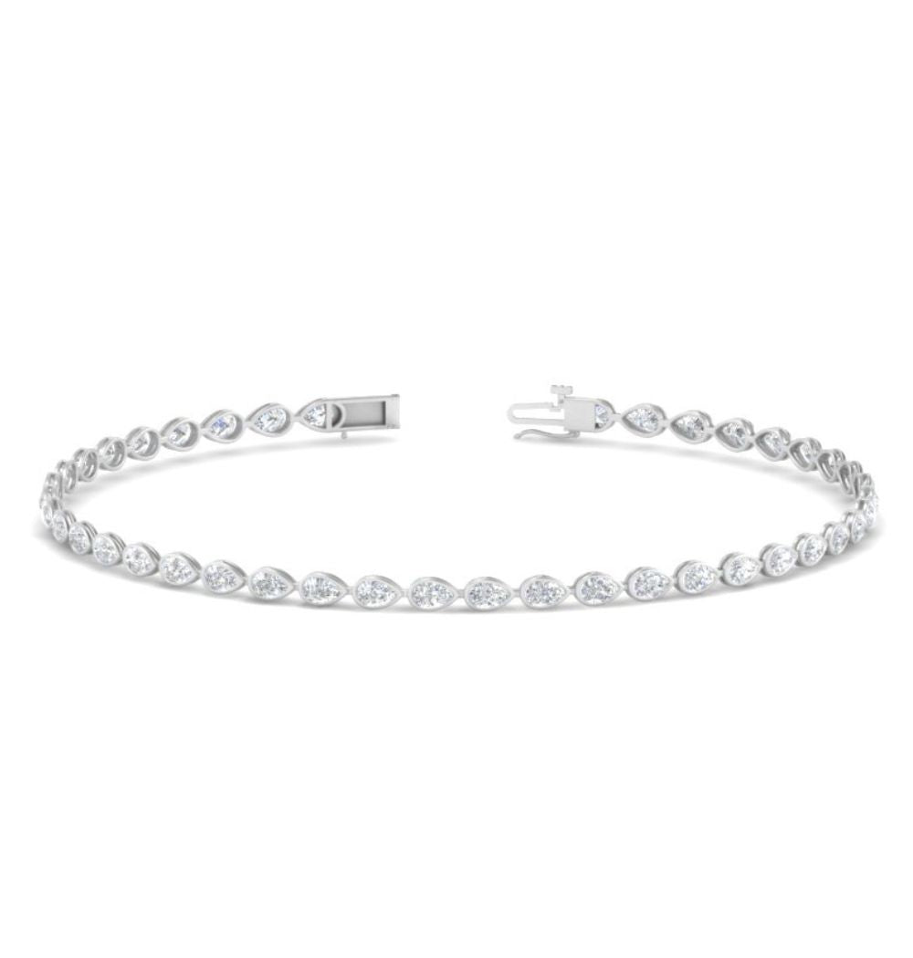 Moissanite Pear Cut Bezel Set Women's Bracelet