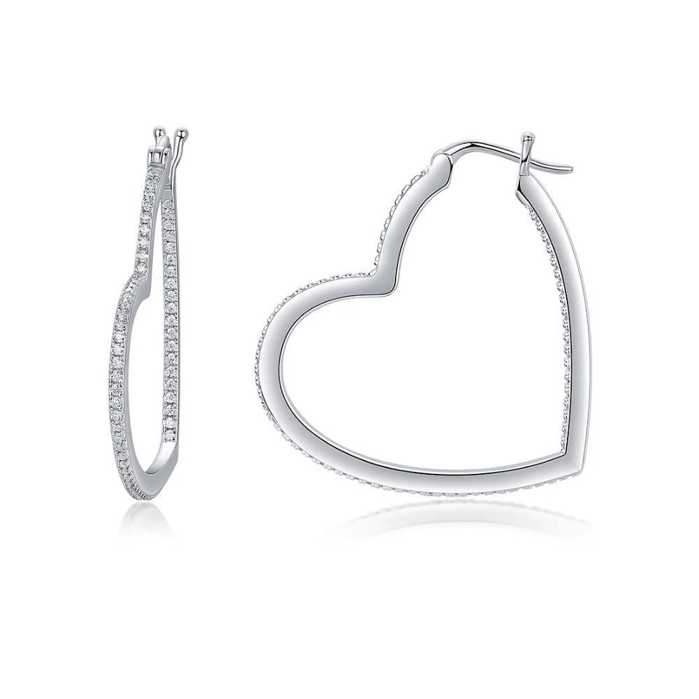 Colorless Moissanite Round Cut Classic Hoop Earrings