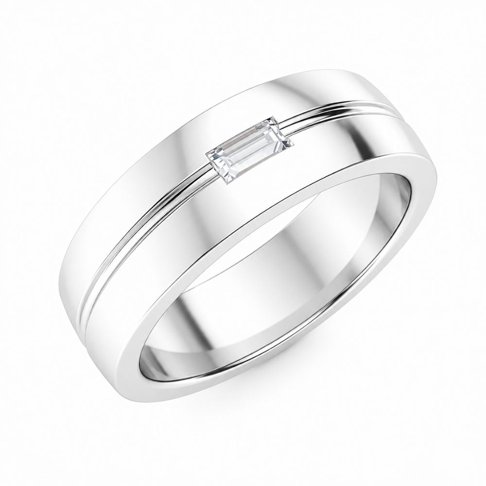 Baguette Cut Lab Grown Diamond Flush Set Wedding Band