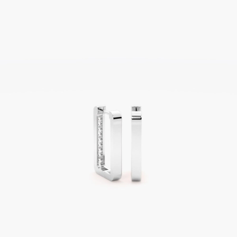 Round Cut Moissanite Pave Set Hoop Earings