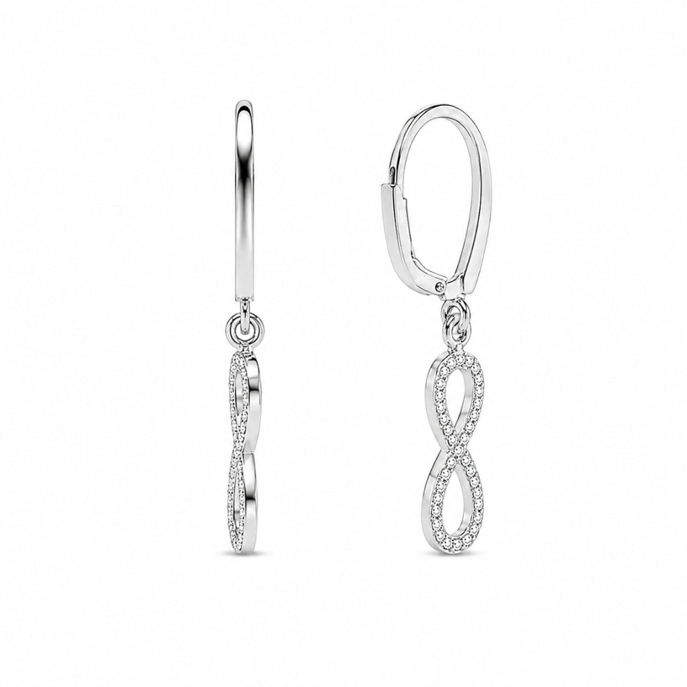 Moissanite Round Cut Infinity Style Drop Dangle Earrings