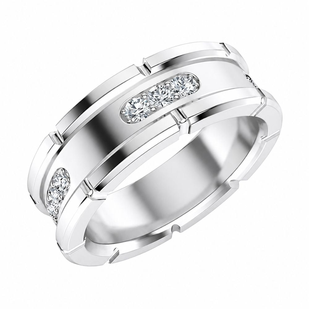 Lab Grown Diamond Round Cut Pave Set Wedding Band