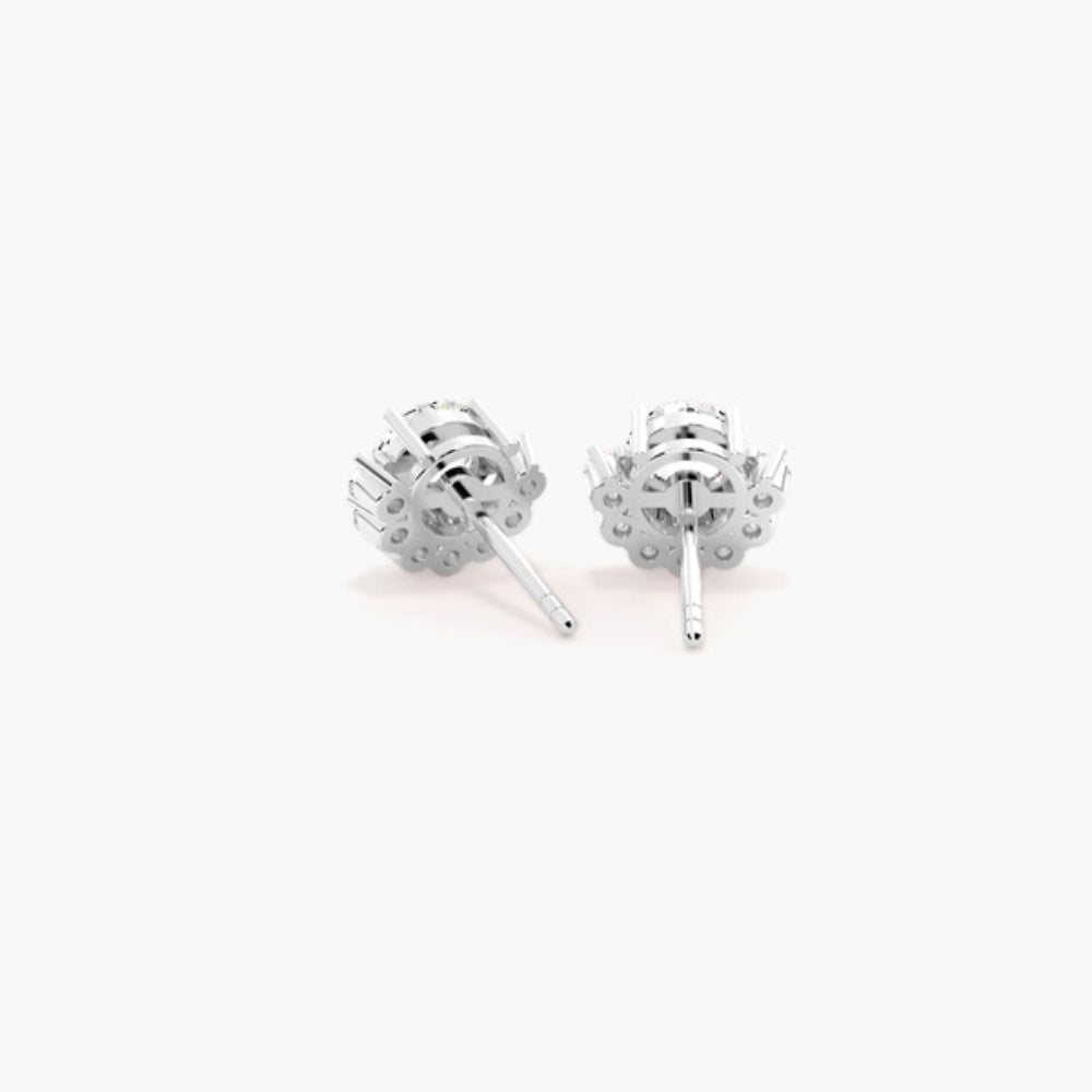 Round Cut Moissanite Half Halo Women Earring