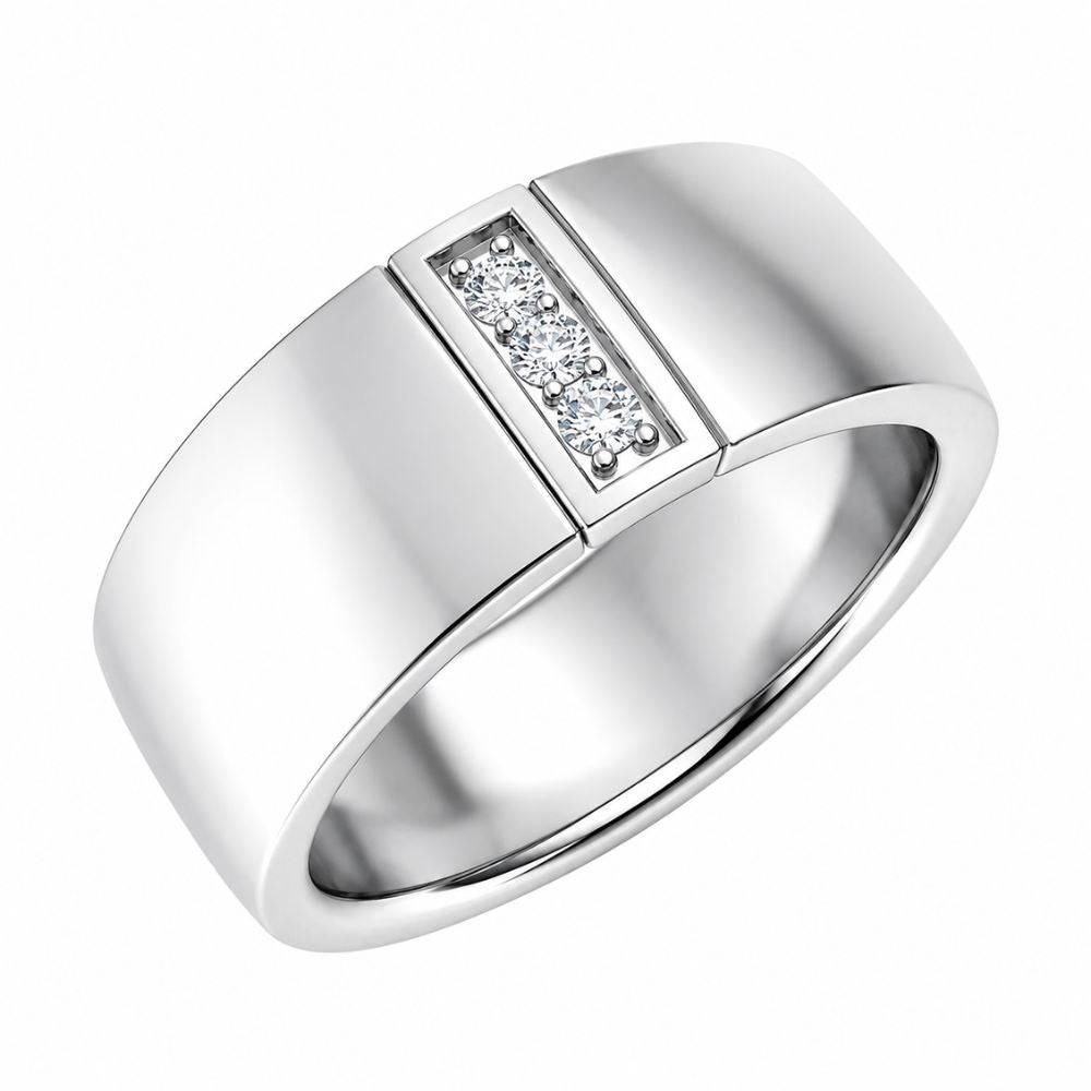 Round Cut Lab Grown Diamond Pave Set Wedding Band For Men