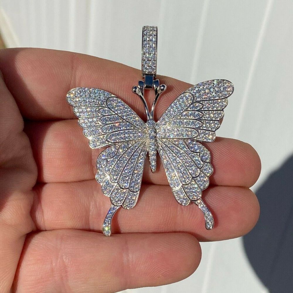 Iced Out Moissanite Diamond Butterfly Hip Hop Pendant