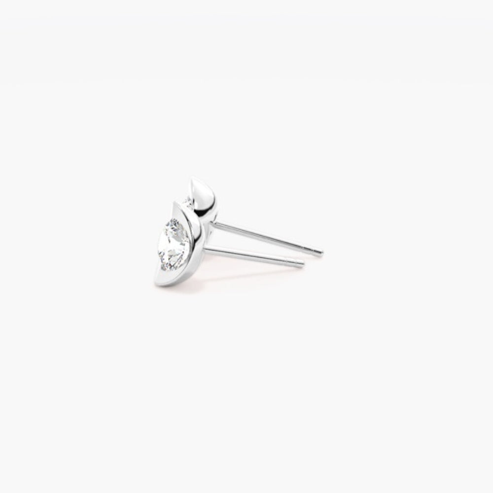 Round Cut Moissanite Bezel Set Solitaire Stud Earring