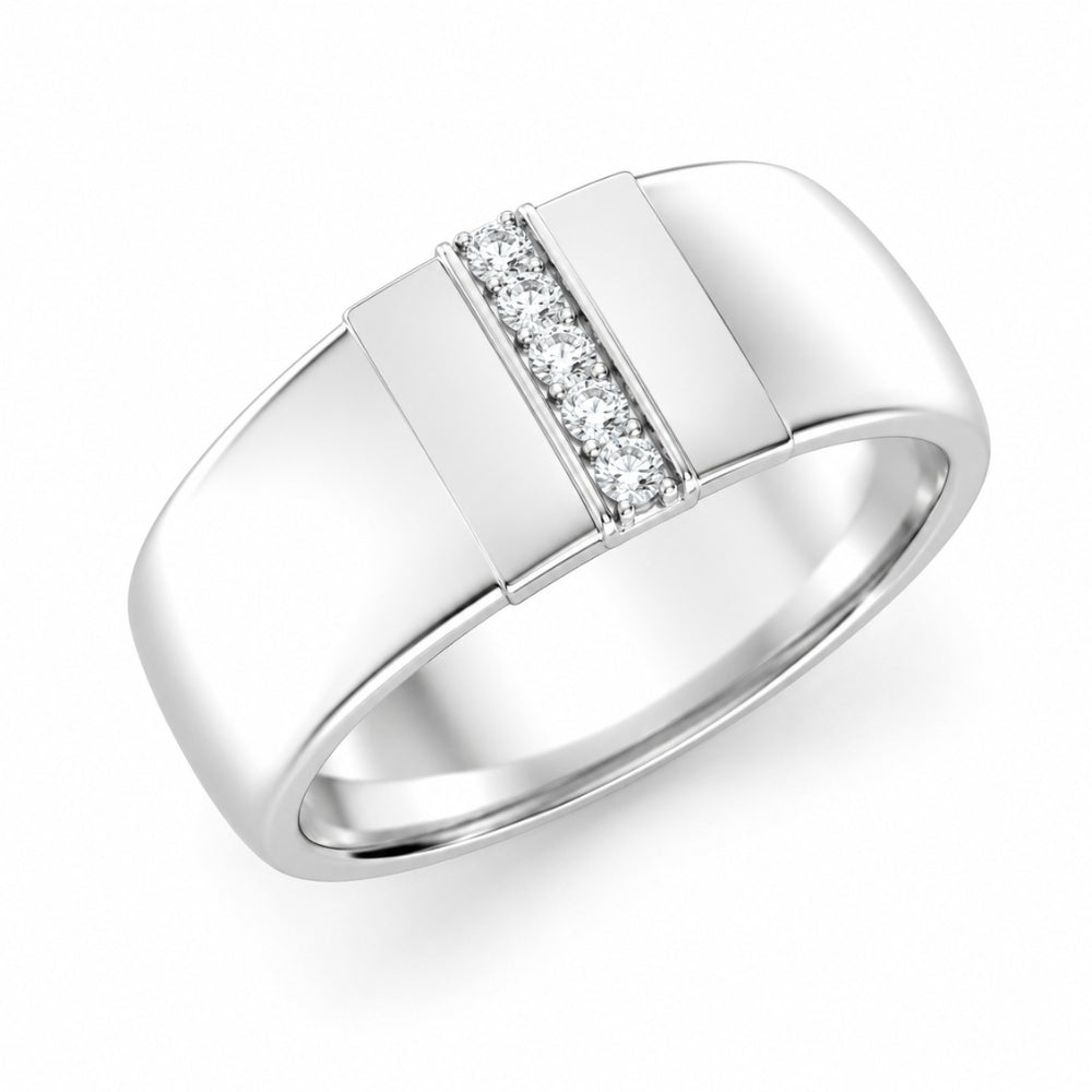 Round Cut Lab Grown Diamond Pave Set Wedding Band For Men