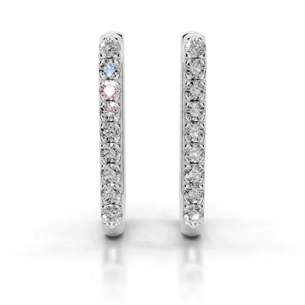 Round Cut Moissanite  Pave Set Classic Hoop Earrings