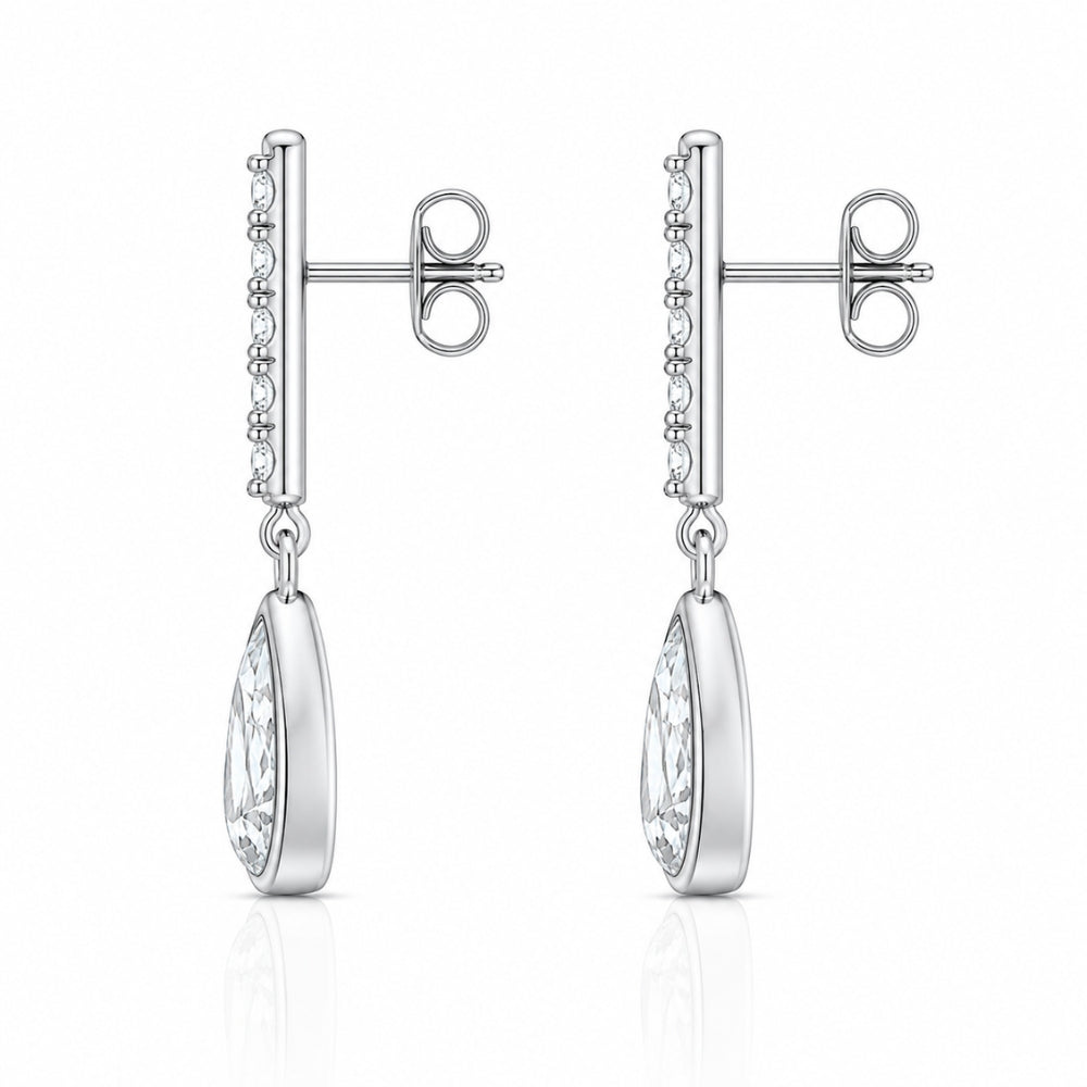 Pear Cut Moissanite Bezel Set Drop Earring For Women