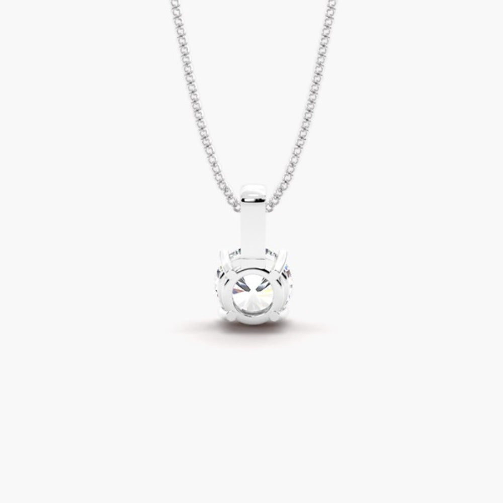 Round Cut Moissanite Basket Prong Style Pendant