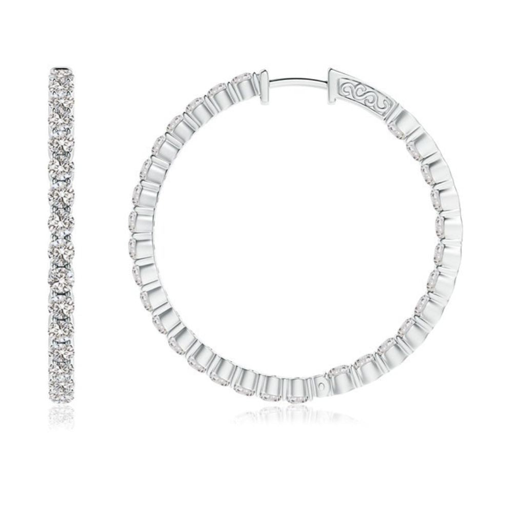 Round Cut Moissanite Pave Set Hoop Earrings